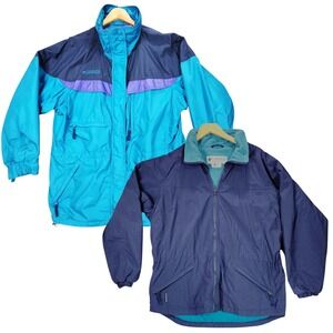 Columbia 3 in 1 Interchange Jacket sz L Women Blue Purple Soft Shell Ski Outdoor